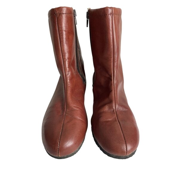 Deerskin Trading Post Womens US 8 Brown Leather Ankle Boots Sherpa Lined With Si - Picture 1 of 6